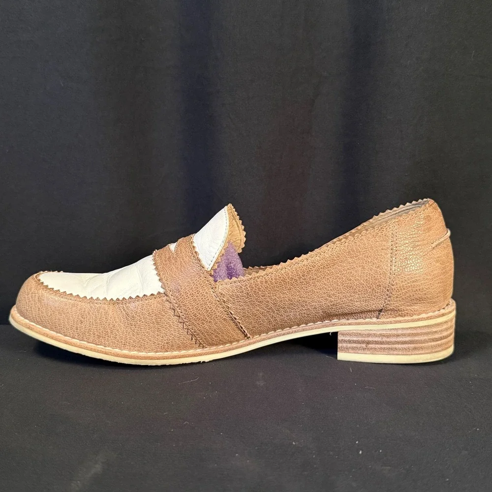 Vintage Stuart Weitzman Spectator Penny Loafers Two Tone Leather Spain Women 9 M